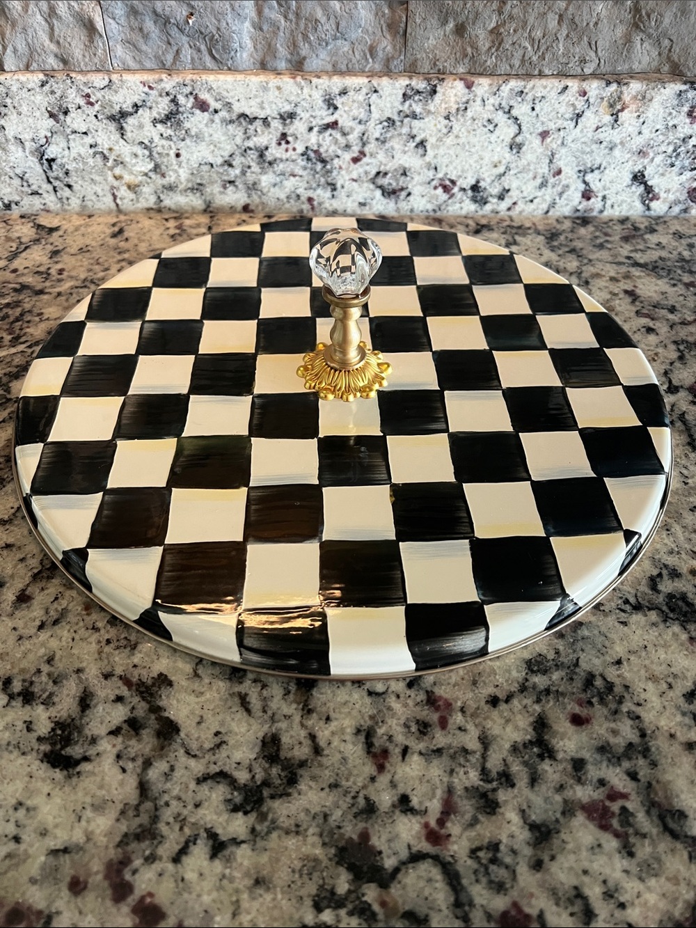 Mackenzie-Childs Courtly Check® Enamel Cheese Course. Like new!